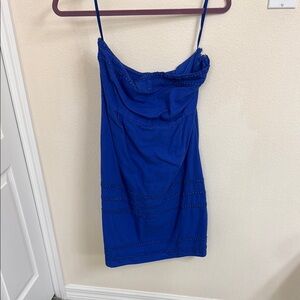 Old Navy blue strapless dress with crochet details